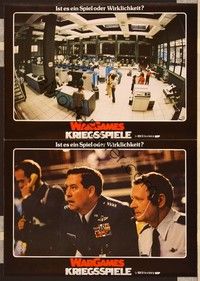 7e064 WARGAMES German LC poster '83 Barry Corbin, teen plays video games to start WWIII!
