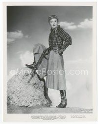 7f062 BARBARA STANWYCK 8x10 still '50 great standing portrait holding rifle from The Furies!