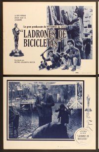 7g050 BICYCLE THIEF 8 Spanish/U.S. LCs '49 Vittorio De Sica's classic Ladri di biciclette!
