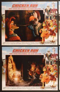 7g076 CHICKEN RUN 8 LCs '00 Peter Lord & Nick Park claymation, poultry with a plan!