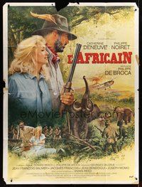 7h368 AFRICAN French 1p '83 art of hunters Catherine Deneuve & Philippe Noiret by Jean Mascii!