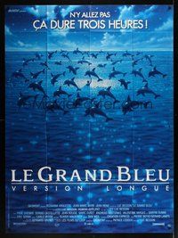 7h384 BIG BLUE French 1p '88 Luc Besson's Le Grand Bleu, cool image dolphins in ocean!