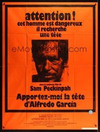 7h394 BRING ME THE HEAD OF ALFREDO GARCIA orange style French 1p '75 directed by Sam Peckinpah!