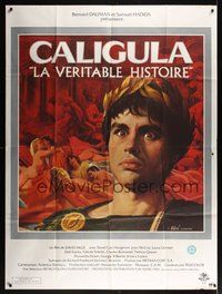 7h398 CALIGULA THE UNTOLD STORY French 1p '83 c/u of David Cain Haughton in the title role!