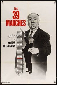 7h007 39 STEPS French 31x47 R70s great huge image of Alfred Hitchcock stacking his own movies!