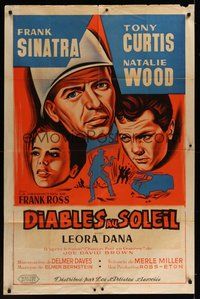 7h012 KINGS GO FORTH French 31x47 '58 different art of Frank Sinatra, Tony Curtis & Natalie Wood!