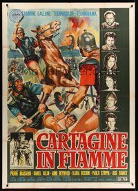 7h078 CARTHAGE IN FLAMES Italian 1p '60 Cartagine in Fiamme, Anne Heywood, different art by Manno!