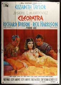 7h023 CLEOPATRA Italian 2p '64 Elizabeth Taylor, Richard Burton, Rex Harrison, Terpning art!