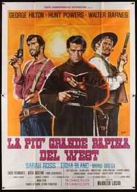 7h035 HALLELUJA FOR DJANGO Italian 2p '67 cool art of cowboys & priest with gun by Symeoni!