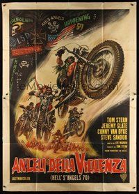 7h036 HELL'S ANGELS '69 Italian 2p '70 art of biker gang in the rumble that rocked Las Vegas!