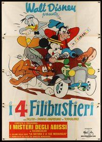 7h037 I 4 FILIBUSTIERI Italian 2p '60 Disney, Mickey Mouse, Goofy, Donald & Pluto in car!