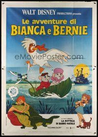 7h051 RESCUERS Italian 2p '77 Disney mouse mystery cartoon from the depths of Devil's Bayou!
