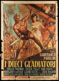 7h059 TEN GLADIATORS Italian 2p '63 I Dieci Gladiatori, sword and sandal art by Antonio Mos!