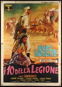 7h060 TEN TALL MEN Italian 2p '51 Burt Lancaster, different French Foreign Legion art by Capitani!