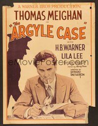 7h168 ARGYLE CASE WC '29 Thomas Meighan examines fingerprints with a magnifying glass!