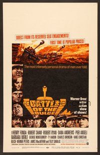 7h177 BATTLE OF THE BULGE WC '66 Henry Fonda, Robert Shaw, cool Jack Thurston tank art!