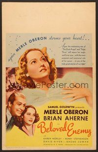 7h179 BELOVED ENEMY WC '36 beautiful Merle Oberon in the most poignant and emotional role ever!