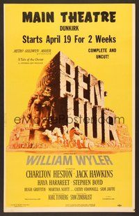 7h180 BEN-HUR WC '60 Charlton Heston, William Wyler classic religious epic, cool chariot art!