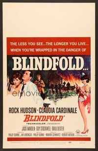 7h185 BLINDFOLD WC '66 Rock Hudson, Claudia Cardinale, greatest security trap ever devised!