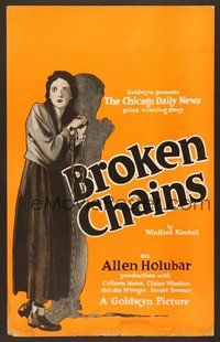 7h187 BROKEN CHAINS WC '22 cool full-length artwork of Colleen Moore in chains and shackles!