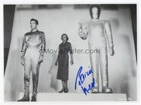 7j081 PATRICIA NEAL signed 10x13.5 REPRO still '00s standing between Michael Rennie & Gort!