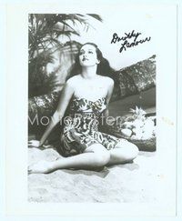 7j213 DOROTHY LAMOUR signed 8x10 REPRO still '70s full-length sexy portrait on beach in sarong!