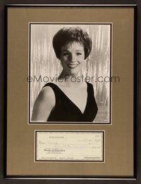7j002 JULIE ANDREWS signed framed canceled check '65 matted with a nice REPRO!
