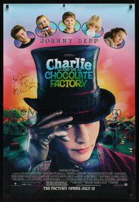 7j101 CHARLIE & THE CHOCOLATE FACTORY signed DS advance 1sh '05 by director Tim Burton!