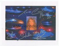7j205 CAROLINE MUNRO signed color 8.5x11 REPRO still '00s also as Stella Starr from Starcrash!
