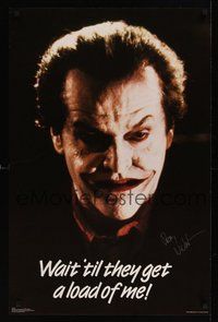 7j134 BATMAN 2 commercial posters '89 1 signed by Jack Nicholson, wait til they get a load of me!
