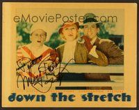 7j054 DOWN THE STRETCH signed LC '36 by Mickey Rooney, who's in jockey gear behind the rail!