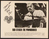 7j067 PAWNBROKER signed LC #5 '64 by Rod Steiger, who's in extreme close up in his pawn shop!