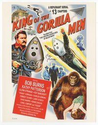 7j194 BOB BURNS signed special 8.5x11 '00s on a mock poster for King of the Gorilla Men!