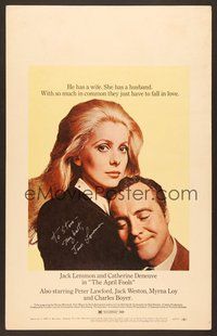 7j097 APRIL FOOLS signed WC '69 by Jack Lemmon, who's having an affair with Catherine Deneuve!