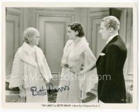7j142 BETTE DAVIS signed 8x10 still '33 in cool fur jacket being glared at from Ex-Lady!