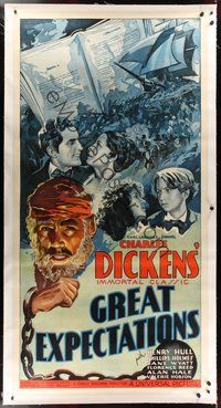 7k005 GREAT EXPECTATIONS linen 3sh '34 Charles Dickens, Phillips Holmes, Jane Wyatt, great art!