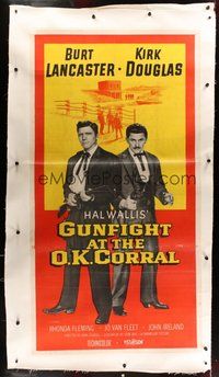 7k006 GUNFIGHT AT THE O.K. CORRAL linen 3sh '57 Burt Lancaster, Kirk Douglas, John Sturges!