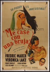7k091 I MARRIED A WITCH linen Argentinean '42 wonderful art of sexiest Veronica Lake & March!