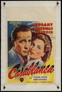 7k129 CASABLANCA linen Belgian '47 Humphrey Bogart, Ingrid Bergman, Michael Curtiz classic!