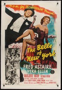 7k166 BELLE OF NEW YORK linen 1sh '52 great image of Fred Astaire & sexy Vera-Ellen dancing!