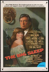 7k169 BIG SLEEP linen 1sh '78 art of Robert Mitchum & sexy Candy Clark by Richard Amsel!