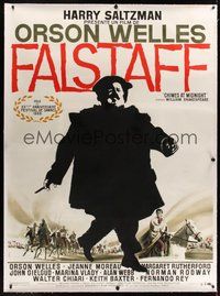 7k028 CHIMES AT MIDNIGHT linen French 1p '66 Orson Welles as Shakespeare's Falstaff, Landi art!