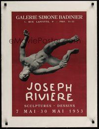 7k076 JOSEPH RIVIERE linen French museum poster '53 cool image of the artist's sculpture!