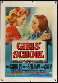 7k222 GIRLS' SCHOOL linen 1sh '38 if teachers only knew what Anne Shirley & friends are studying!