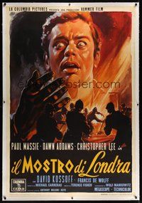 7k025 TWO FACES OF DR. JEKYLL linen Italian 1p '61 fantastic different art by Luigi Martinati!