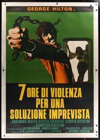 7k019 7 HOURS OF VIOLENCE linen Italian 2p '73 Michele Massimo Tarantini, art by Enzo Nistri!