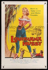 7k268 LOUISIANA HUSSY linen 1sh '59 art of sexy bad girl, she was the kind who moved right in!
