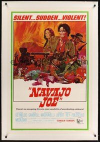 7k284 NAVAJO JOE linen 1sh '67 Sergio Corbucci, Burt Reynolds as Native American Indian!