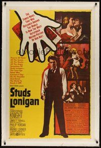 7k333 STUDS LONIGAN linen 1sh '60 James T. Farrell's book they banned and burned 20 years before!