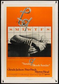 7k334 SUNDAY BLOODY SUNDAY linen 1sh '71 directed by John Schlesinger, bisexual love triangle!